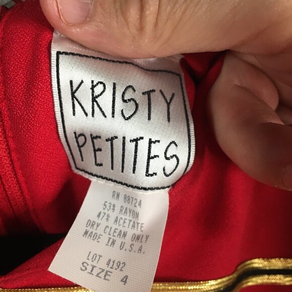 Vintage Kristy Petites Dress Womens 4P Red Gold Military Nutcracker Soldier - Picture 6 of 16